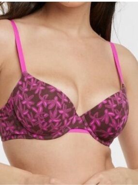 Auden The Everyday Pink Floral Underwire Bra. Women’s Sz-36C T-Shirt | Comfy EUC